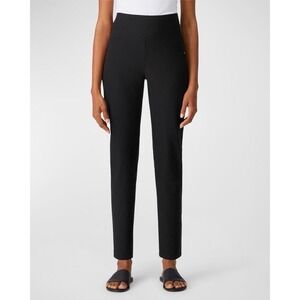 Eileen Fisher Woman's L Stretch Crepe Ankle Pants Trousers Black Capsule System